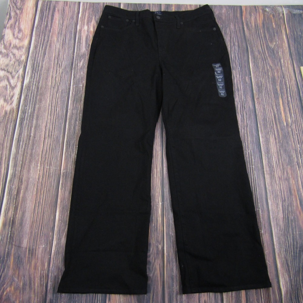 J.Crew Wide Leg Jeans Women 32 Black Full Length High Rise Denim BU832